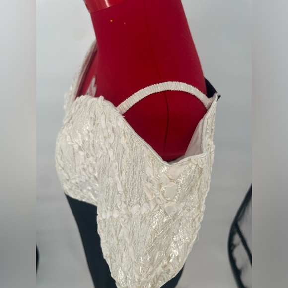 Vintage 1980s Lacey Sequined Off The Shoulder Cocktail Dress / Party Dresses - Picture 11 of 13